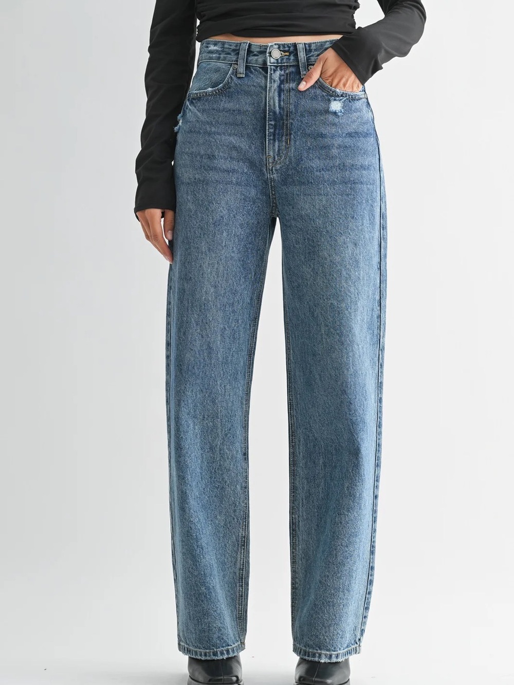 JBD Just Black Denim Kenna Skater Wide Leg Jeans Size 28 High Rise Medium Wash